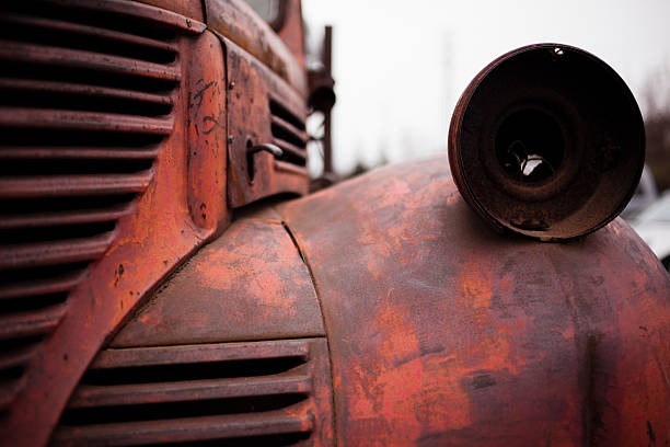 istock Old vintage rusty truck next to brick wall 172431255