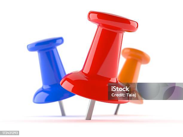 Thumbtack Stock Photo - Download Image Now - Three Objects, Attached, Bulletin Board