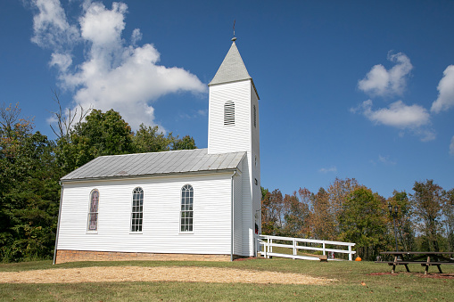 Saratoga Springs, USA - May 21, 2023. Presbyterian New England Congregational Church in Saratoga Springs, New York, USA