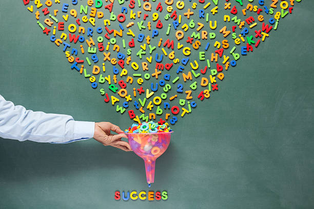 istock Success symbolization on blackboard with mess of letters 172431930