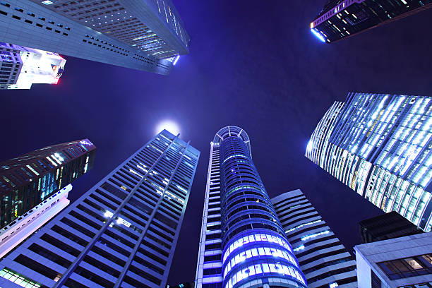 istock Singapore office building at night 172432519