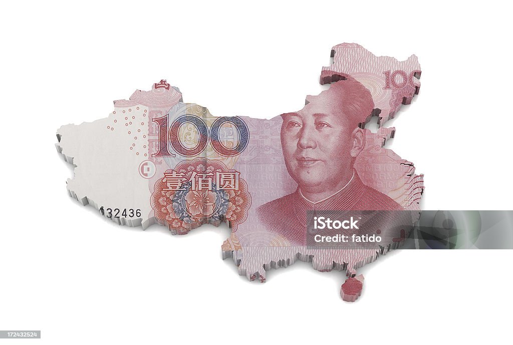 Yuan на Китай карта - Стоковые фото Азия роялти-фри