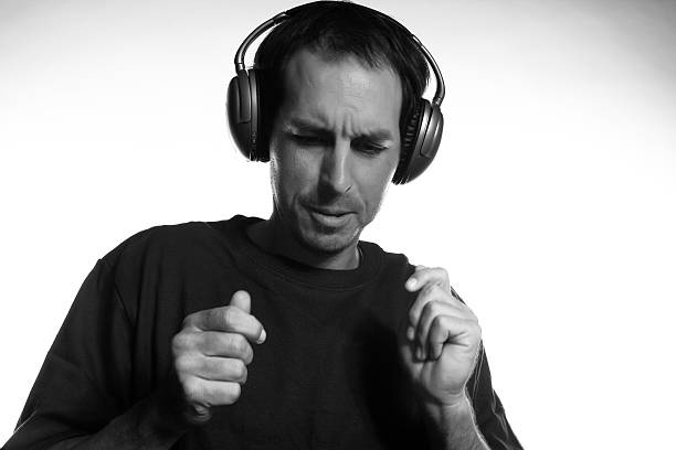 istock Music Series - Air Drummer Black and White 172432623
