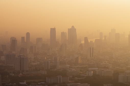 Bangkok in a heat haze at the end of the day