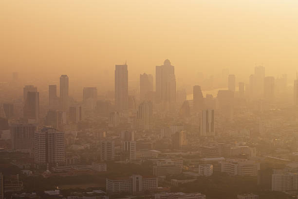 Hazy morning atmosphere in Bangkok stock photo