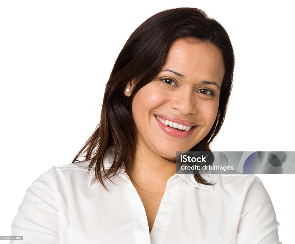 Happy Woman Portrait Portrait of a woman on a white background. 30-34 Years Stock Photo