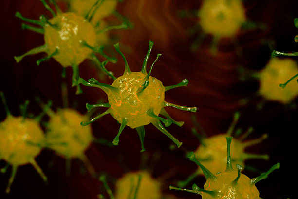 wirus 3d ilustracja biomedyczna - virus molecular structure healthcare and medicine russian influenza zdjęcia i obrazy z banku zdjęć