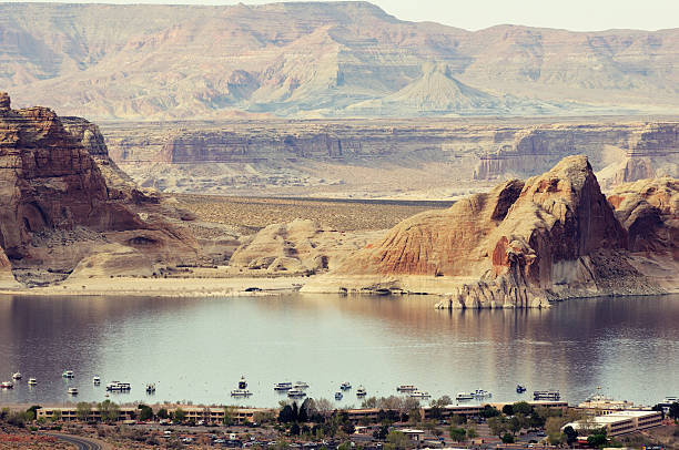 Daylight landscape with Lake Powell, Arizona, USA stock photo