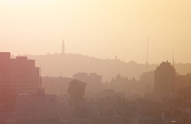 Jerusalem skyline at dawn stock photo