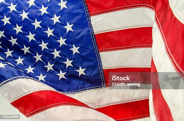 Bandeira Americana Closeup - Fotografias de stock e mais imagens de 4 de Julho - 4 de Julho, Bandeira, Bandeira dos Estados Unidos da América