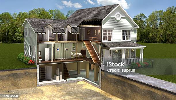 Residential Building Section Stock Photo - Download Image Now - House, Basement, Cross Section
