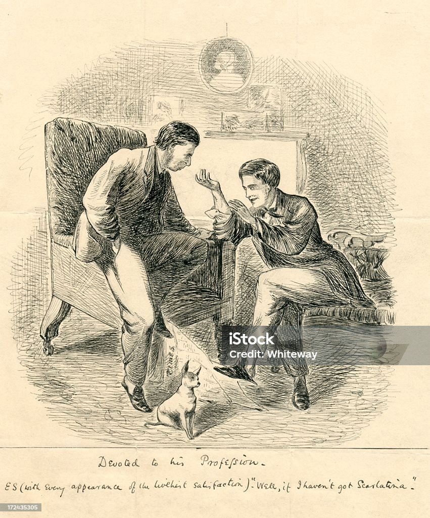 Humour hypochondriac discuter scarlatina du XIXe siècle - Illustration de Staphilocoque doré libre de droits