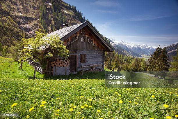 Antigua Casa De Los Alpes Tirol Austria En Resorte Foto de stock y más banco de imágenes de Cabaña