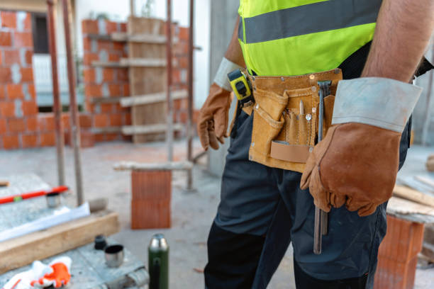 istock Unrecognizable male Caucasian construction worker, with a tool belt 1724363357