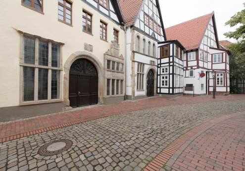 Typical traditional homes with half-timbered facade. 