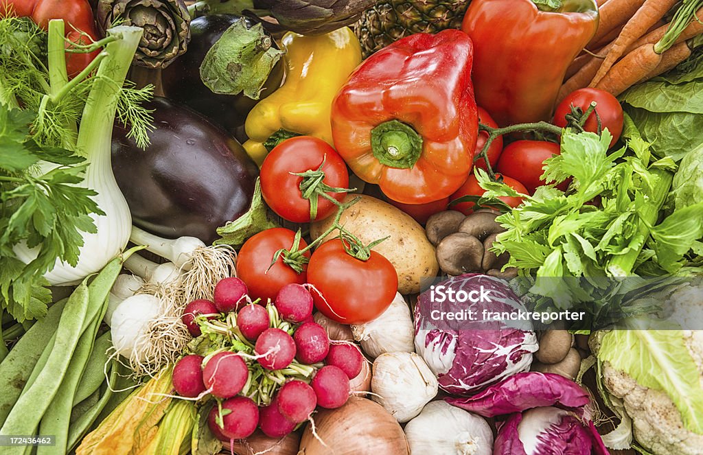 Mélange de légumes frais - Photo de Ail - Légume à bulbe libre de droits