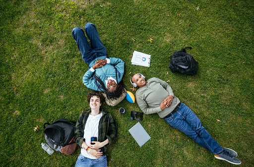 Group of diverse students in campus outdoors