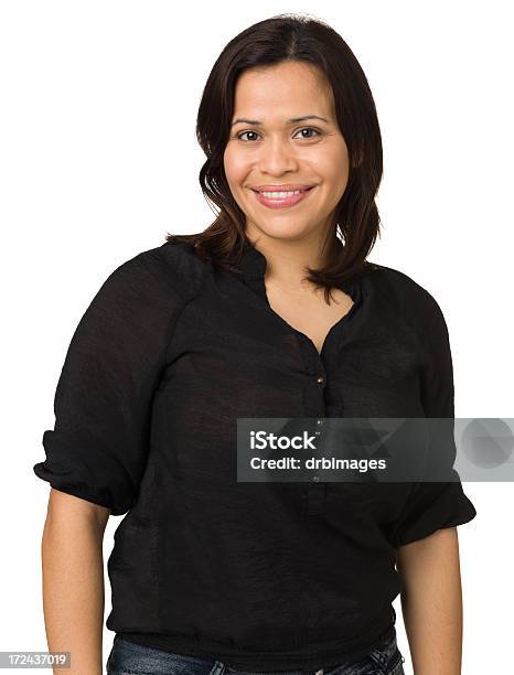 Content Woman Waistup Portrait Stock Photo - Download Image Now - 21st Century, 30-34 Years, 30-39 Years