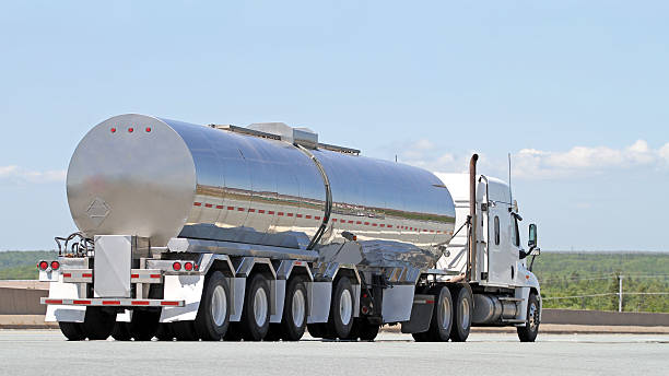 A huge truck transporting fresh milk stock photo