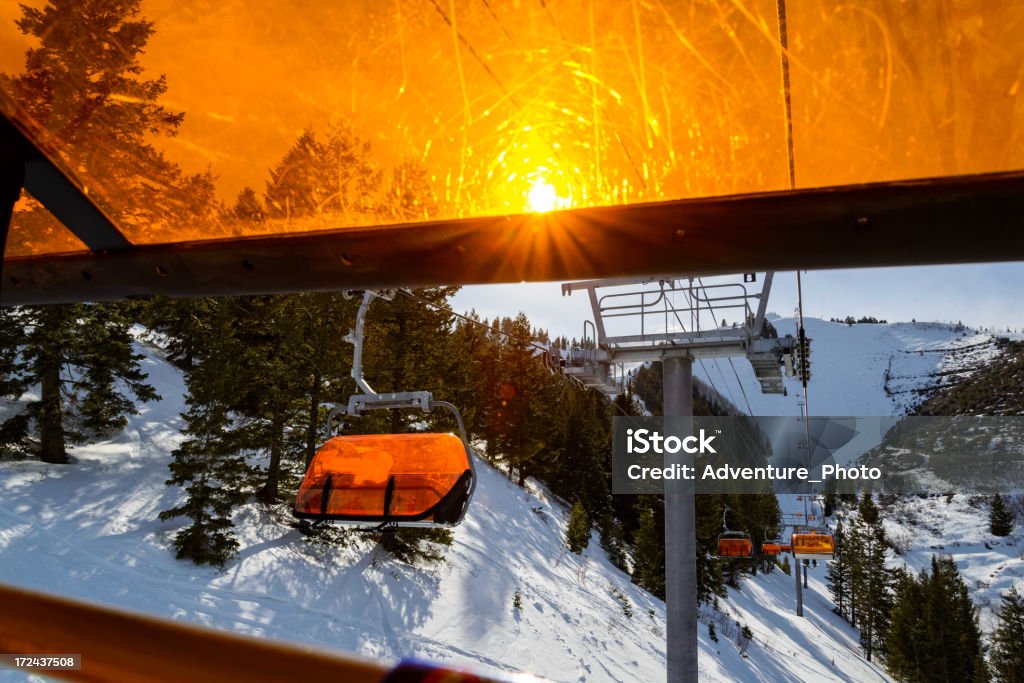 Equitação Chairlift no Inverno - Royalty-free Park City - Utah Foto de stock