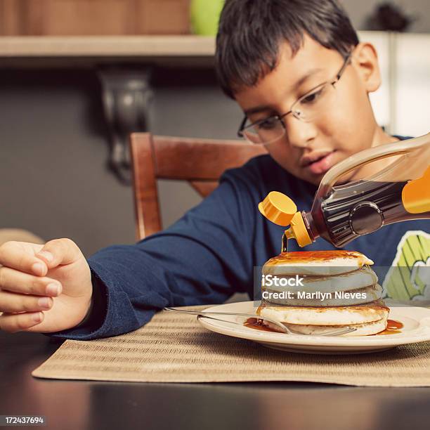 Child Eating Breakfast Stock Photo - Download Image Now - Child, Eating, Pancake