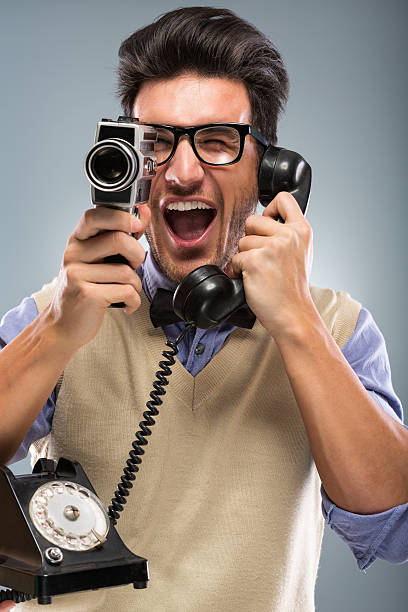 istock Retro revival nerd on the phone 172438340