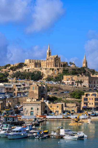 Mgarr Town On Gozo Island In Malta Mgarr, Gozo, Malta - October 15, 2019: Mgarr town and port on Gozo island mgarr malta island gozo cityscape with harbor stock pictures, royalty-free photos & images