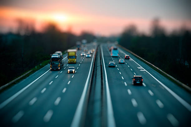 Motorway Traffic  tilt shift stock pictures, royalty-free photos & images