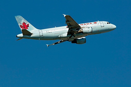 Image is intended for editorial use - Air Canada Regional Jet on Approach for Landing at Pearson Toronto