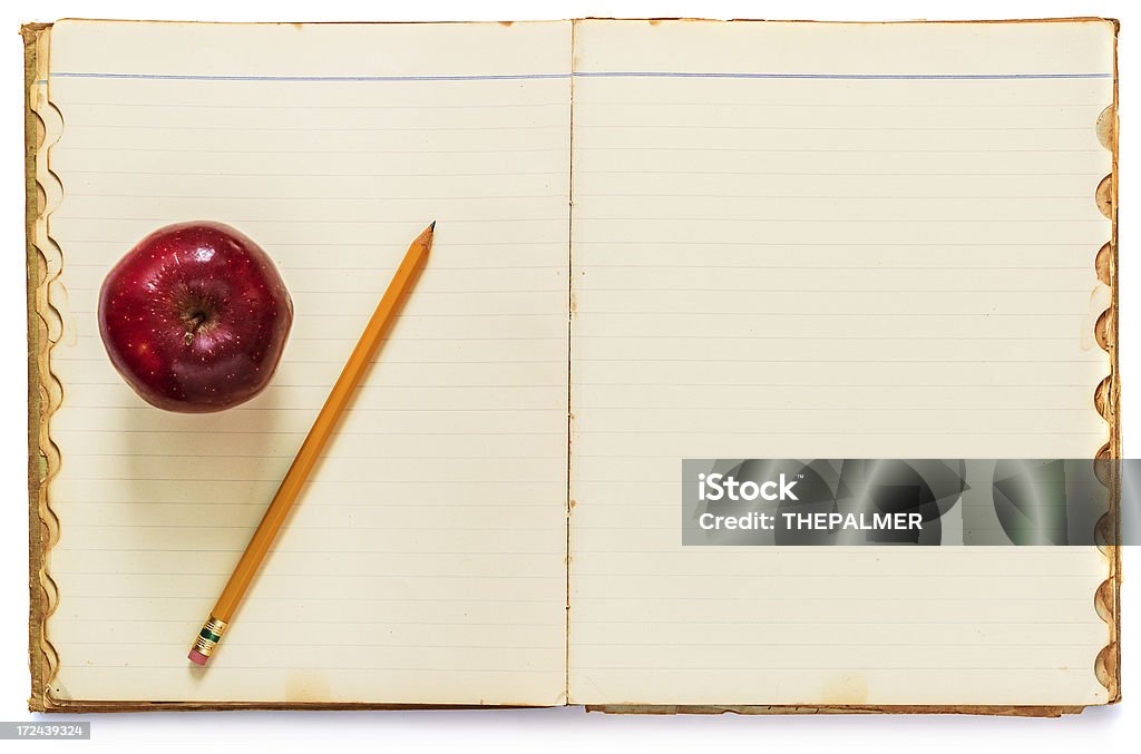 Velho caderno escolar - Foto de stock de Aberto royalty-free