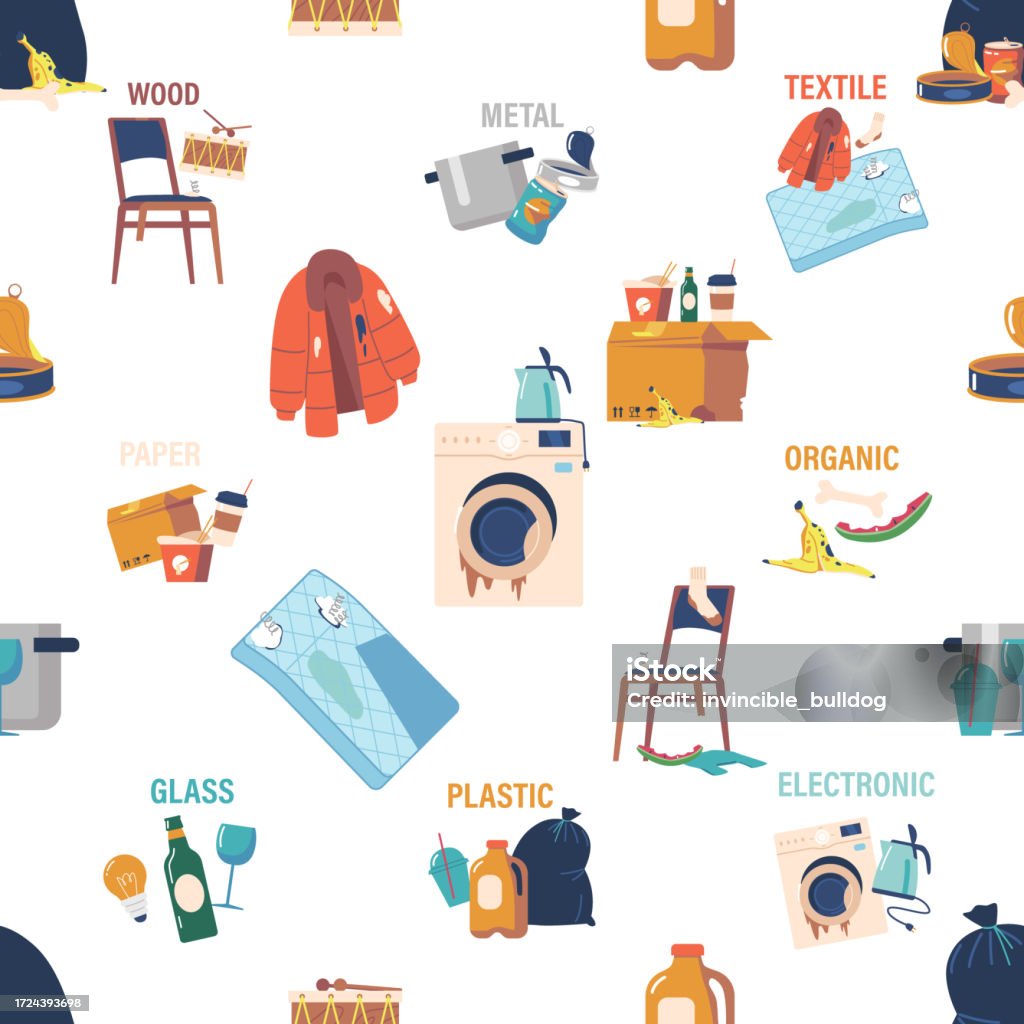 Provoking Pattern Seamless Pattern Featuring Scattered Garbage Creating A Unique And ...