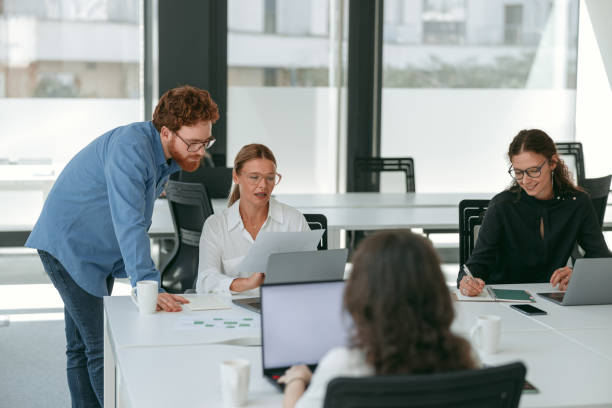 istock Business colleagues working together on project in office while use laptop. Teamwork concept 1724394231