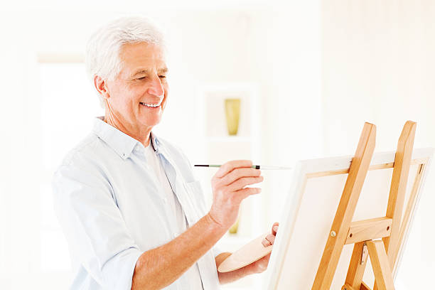 istock Senior Man Painting On Canvas 172439507