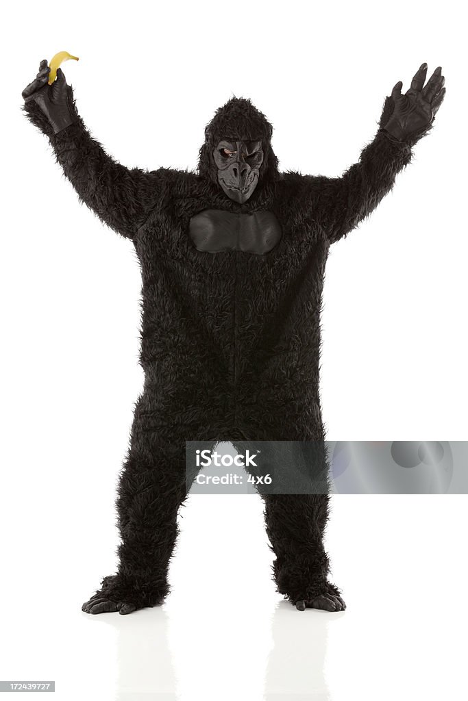 Imagem de um gorila com banana - Foto de stock de Gorila royalty-free