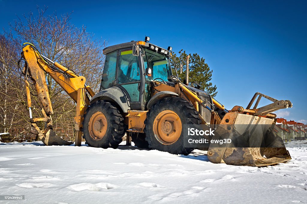 Escavadora Mecânica em uma área residencial - Foto de stock de Azul royalty-free