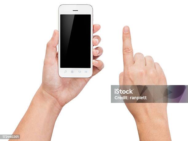 Mani Tenendo Uno Smartphone - Fotografie stock e altre immagini di Smart phone - Smart phone, Mano umana, Sfondo bianco