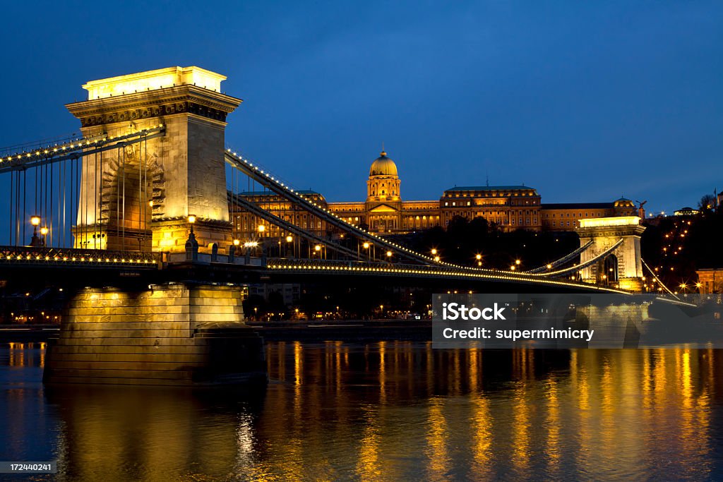 Budapest Chain Bridge Architectural Dome Stock Photo