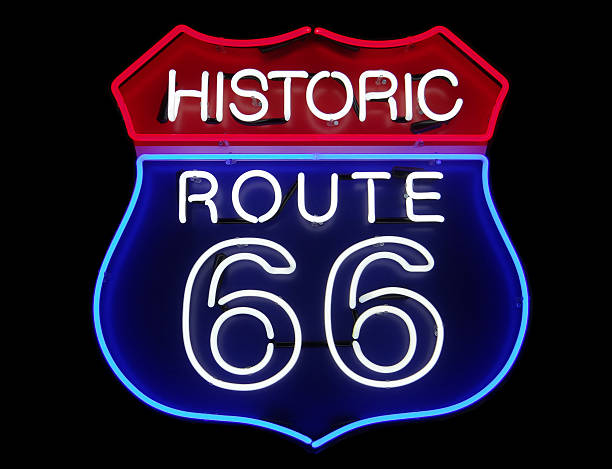 Route 66 neon sign stock photo