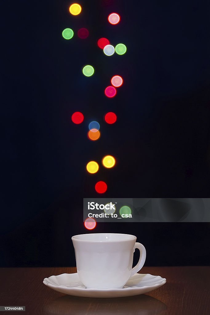 Tasse Kaffee mit Bokeh - Lizenzfrei Bewegungsunschärfe Stock-Foto