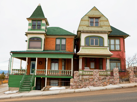 Old Victorian homes in Butte, Montana, USA.