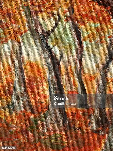 Acrylic Виде Деревьев Осенью — стоковая векторная графика и другие изображения на тему Oil And Acrylic - Oil And Acrylic, Без людей, Вертикальный