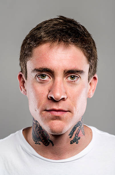 young adult portrait - mugshot stockfoto's en -beelden