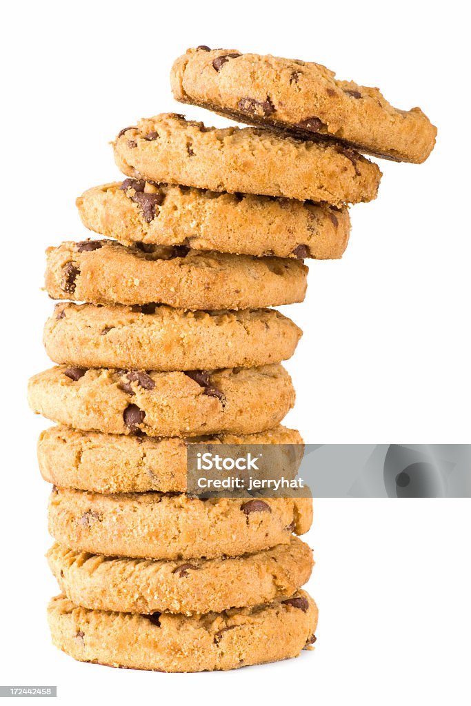 Cookie quente com pedaços de Chocolate pilha wobbly - Foto de stock de Assado no Forno royalty-free