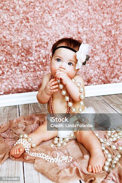 Baby Girl Wearing Pearls Stock Photo - Download Image Now - 6-11 Months, Babies Only, Baby - Human Age