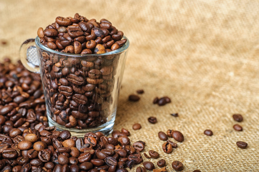 Roasted Coffee Beans with Cup