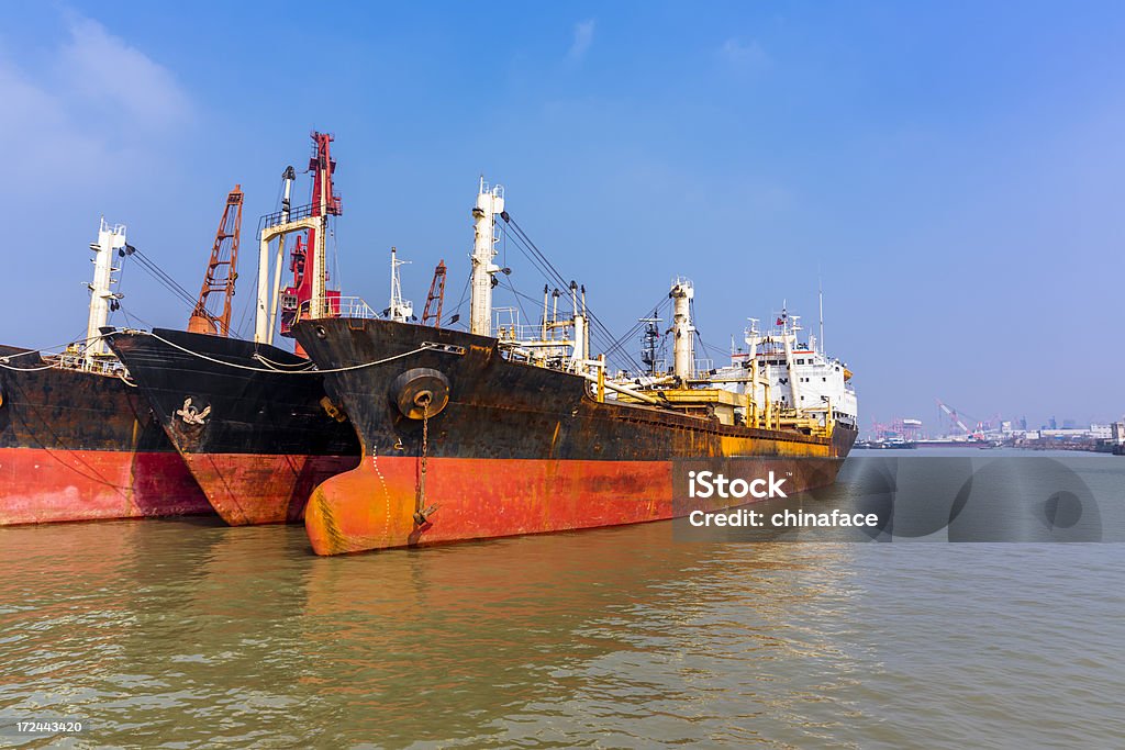 Container ship in harbor Container ship in harbor by day........... Bay of Water Stock Photo