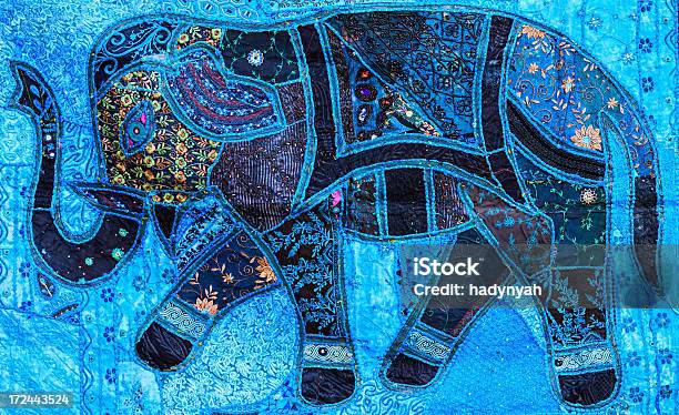 Elephants Design Rug Handmade Colorful Souvenirs From India Stock Photo - Download Image Now