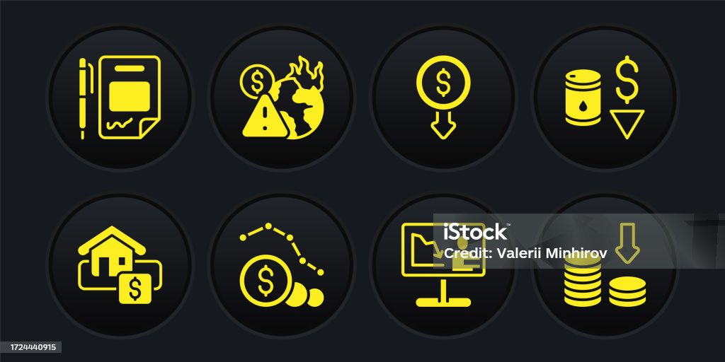 Set Hanging Sign With Sale Drop Crude Oil Price Dollar Rate Decrease ...
