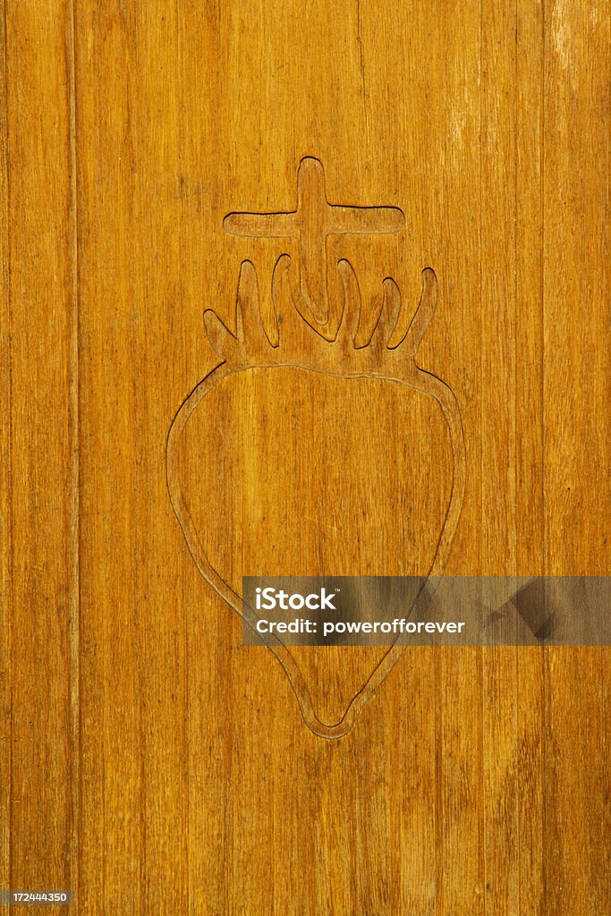 Sacred Heart auf Holz - Lizenzfrei Alt Stock-Foto