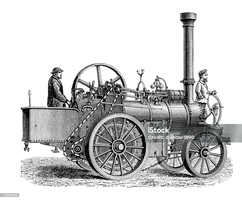Antiga locomotiva a vapor - Ilustração de Trator royalty-free